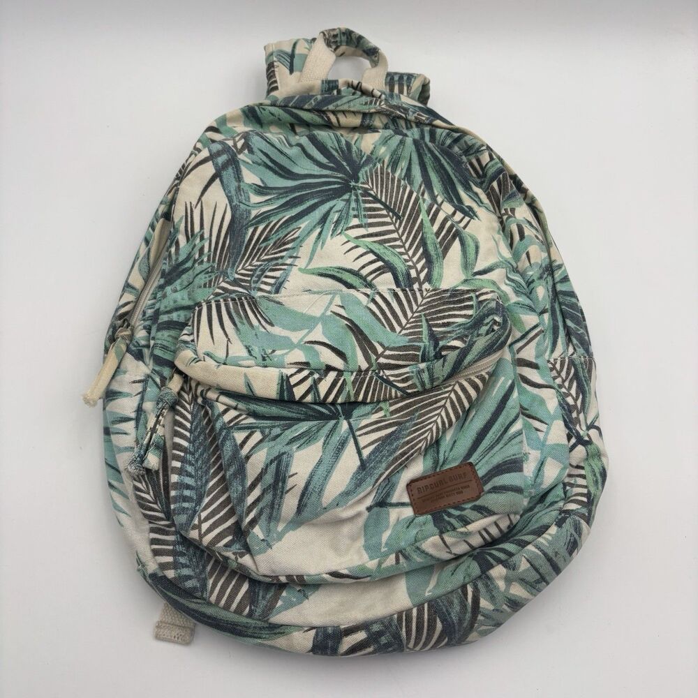 Rip Curl Surf Backpack Womens Tropical Palm Leaf Canvas Green Teal Laptop Bag